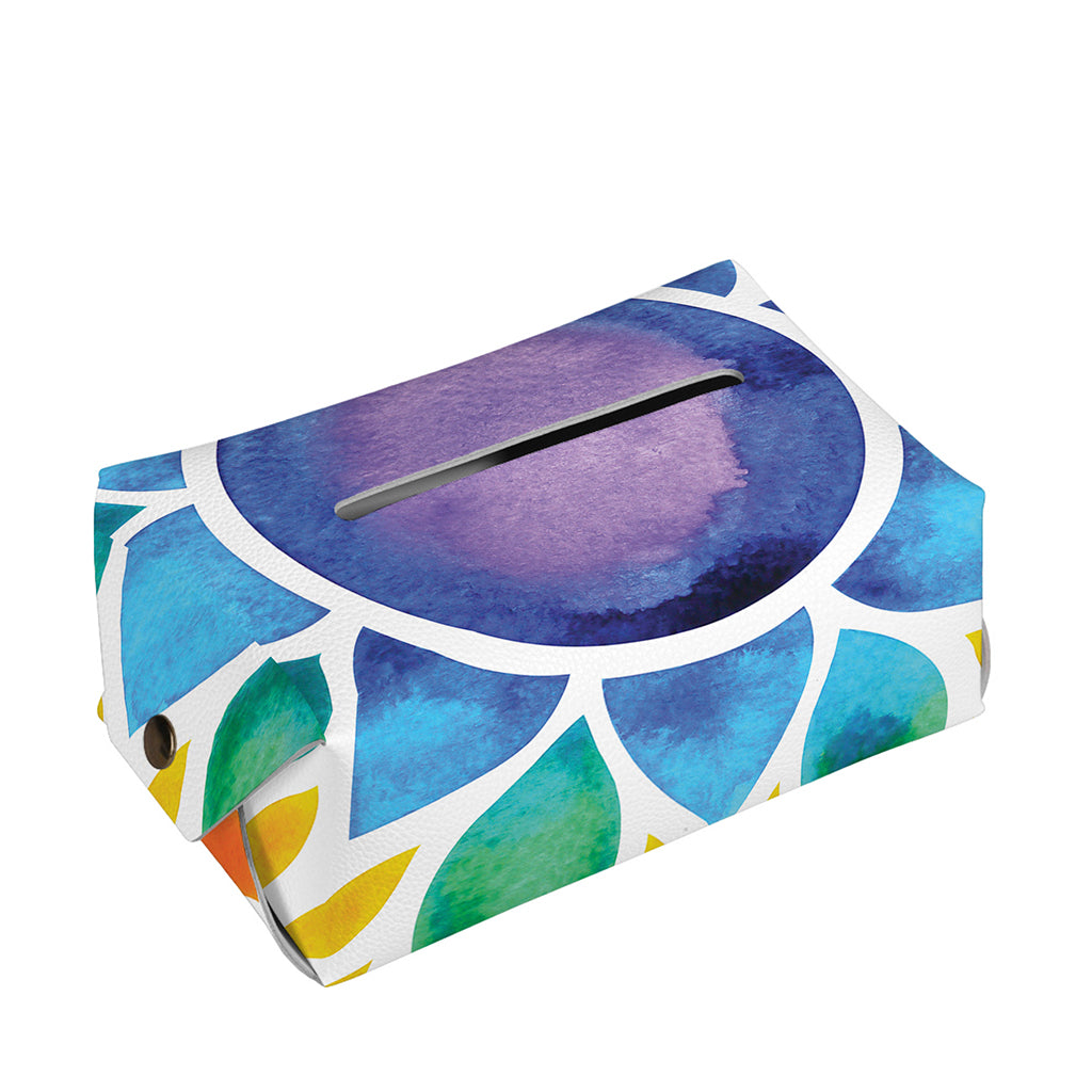 Reiki Chakra Flower Print Rectangle Tissue Box Cover