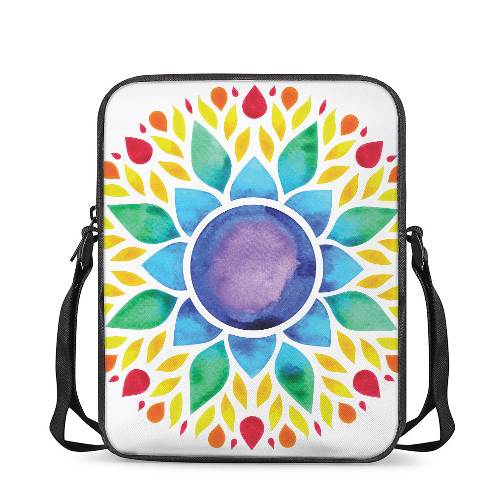 Reiki Chakra Flower Print Rectangular Crossbody Bag