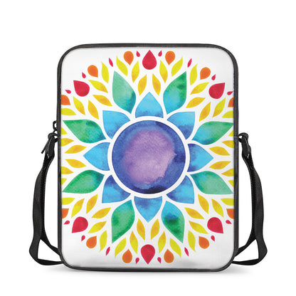 Reiki Chakra Flower Print Rectangular Crossbody Bag