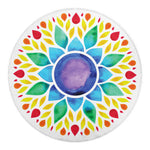Reiki Chakra Flower Print Round Blanket