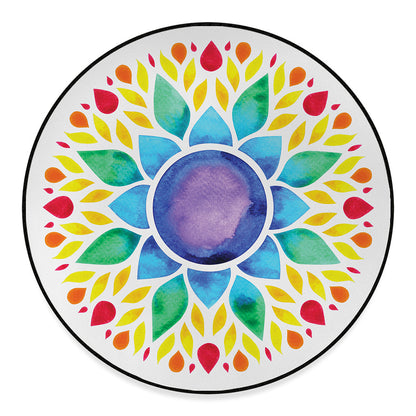 Reiki Chakra Flower Print Round Floor Mat
