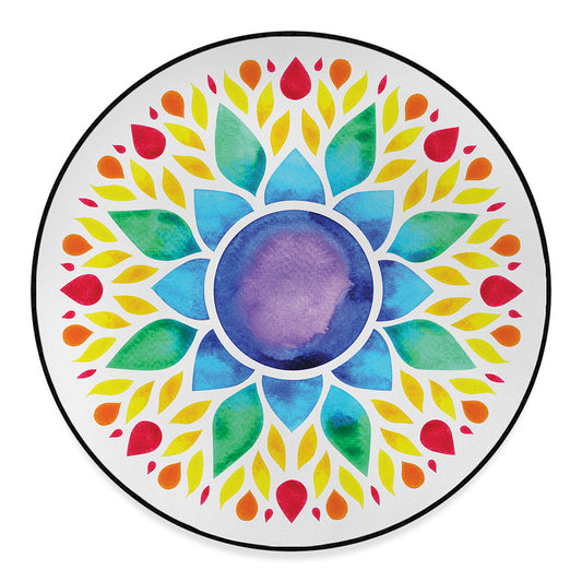 Reiki Chakra Flower Print Round Floor Mat