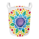 Reiki Chakra Flower Print Round Laundry Basket