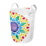 Reiki Chakra Flower Print Round Laundry Basket