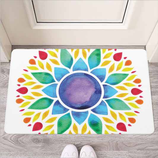 Reiki Chakra Flower Print Rubber Doormat