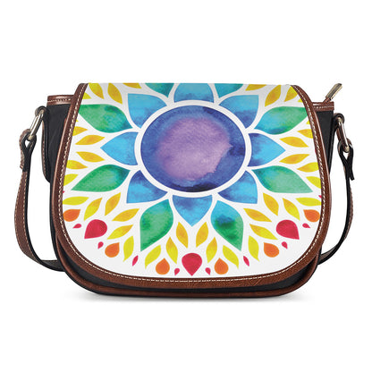 Reiki Chakra Flower Print Saddle Bag