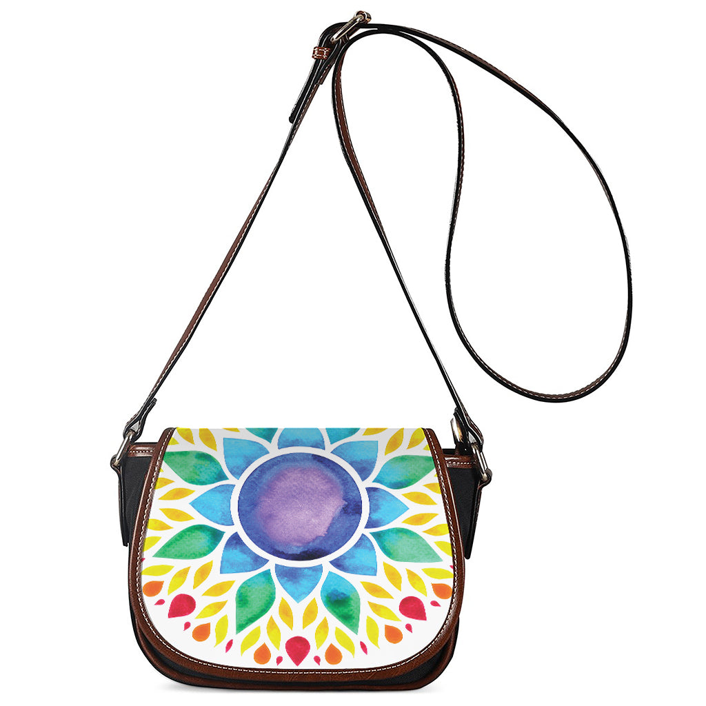 Reiki Chakra Flower Print Saddle Bag