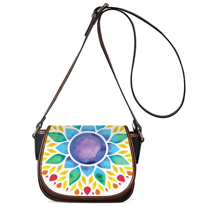 Reiki Chakra Flower Print Saddle Bag