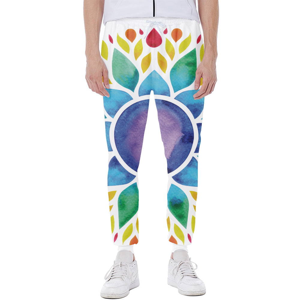 Reiki Chakra Flower Print Scuba Joggers