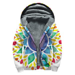 Reiki Chakra Flower Print Sherpa Lined Zip Up Hoodie
