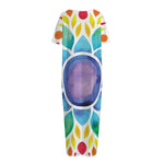 Reiki Chakra Flower Print Short Sleeve Long Nightdress