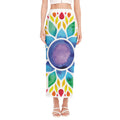Reiki Chakra Flower Print Side Slit Maxi Skirt