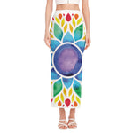 Reiki Chakra Flower Print Side Slit Maxi Skirt