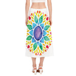 Reiki Chakra Flower Print Side Slit Midi Skirt