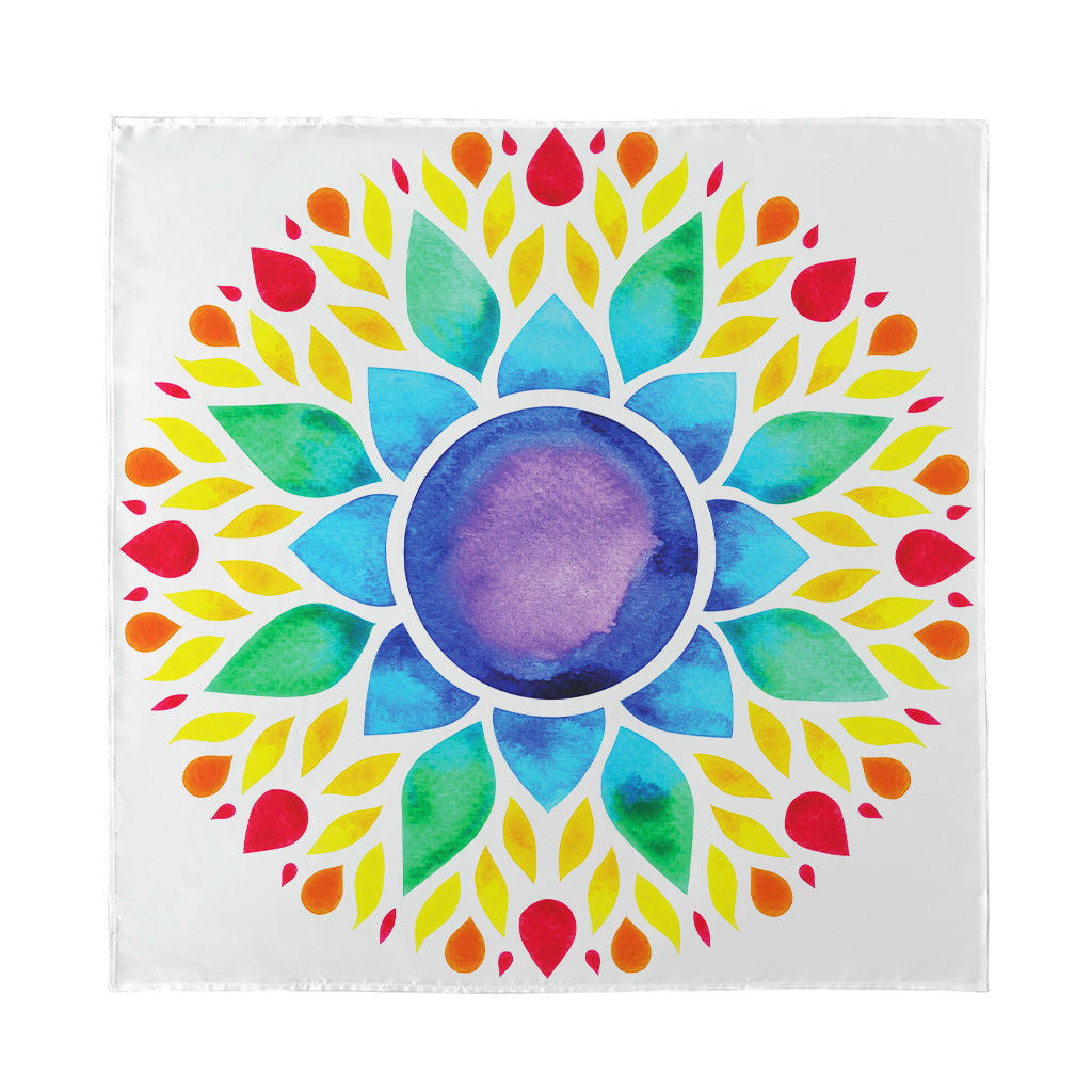 Reiki Chakra Flower Print Silk Bandana