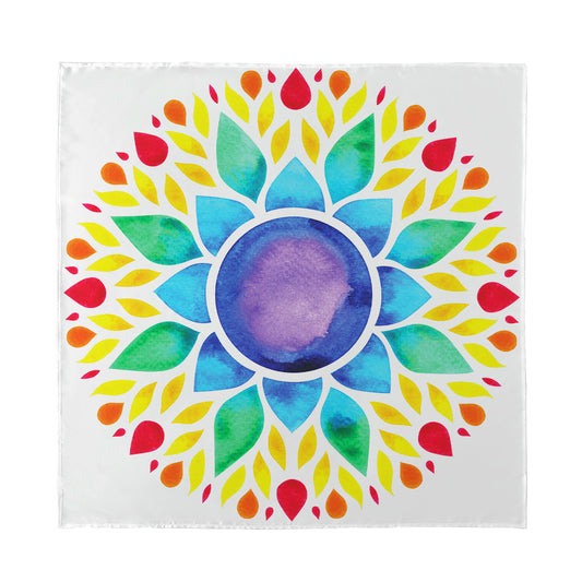 Reiki Chakra Flower Print Silk Bandana