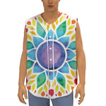 Reiki Chakra Flower Print Sleeveless Baseball Jersey