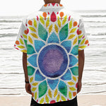 Reiki Chakra Flower Print Textured Short Sleeve Shirt