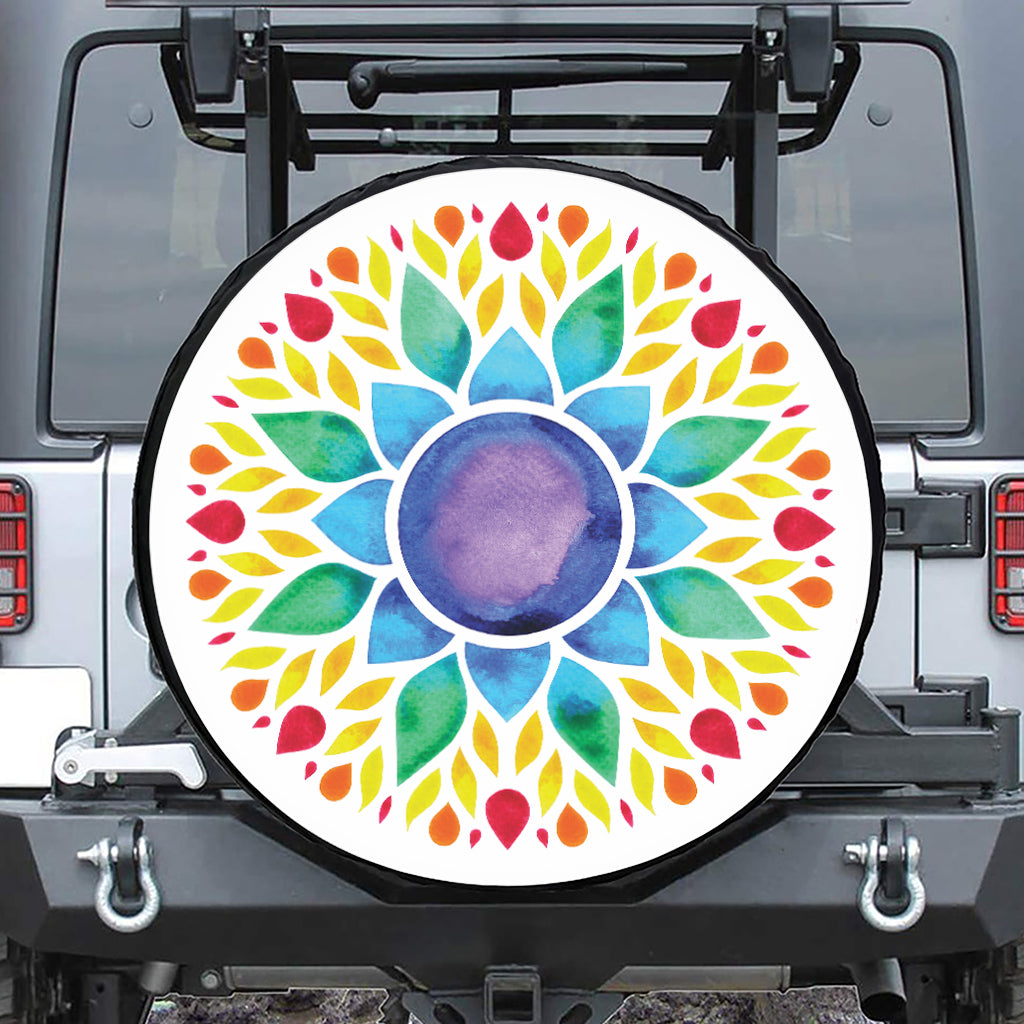 Reiki Chakra Flower Print Tire Cover