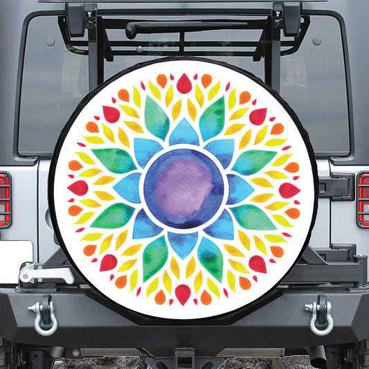 Reiki Chakra Flower Print Tire Cover