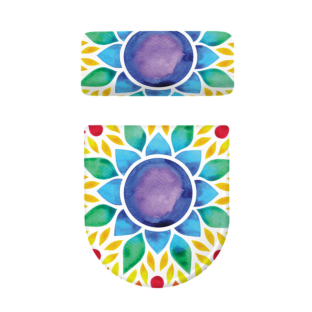Reiki Chakra Flower Print Toilet Lid And Tank Cover Set