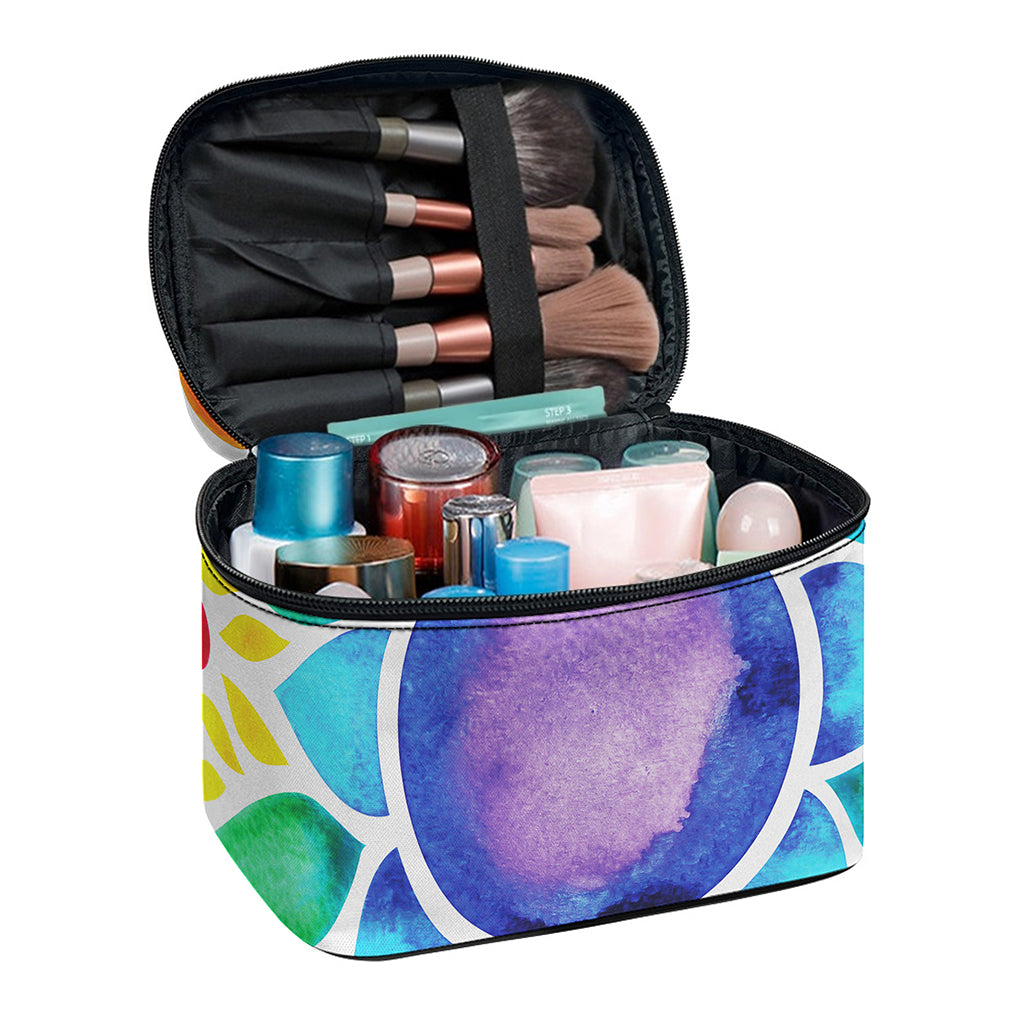 Reiki Chakra Flower Print Travel Makeup Bag