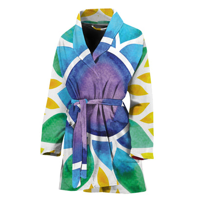 Reiki Chakra Flower Print Women's Bathrobe