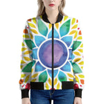 Reiki Chakra Flower Print Women's Bomber Jacket