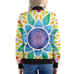 Reiki Chakra Flower Print Women's Bomber Jacket