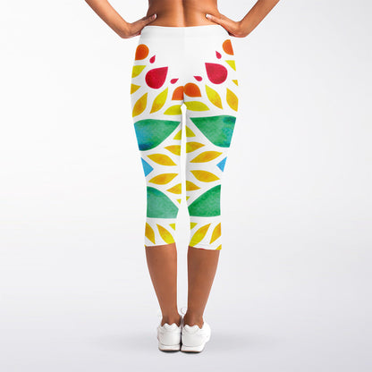 Reiki Chakra Flower Print Women's Capri Leggings