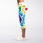 Reiki Chakra Flower Print Women's Capri Leggings