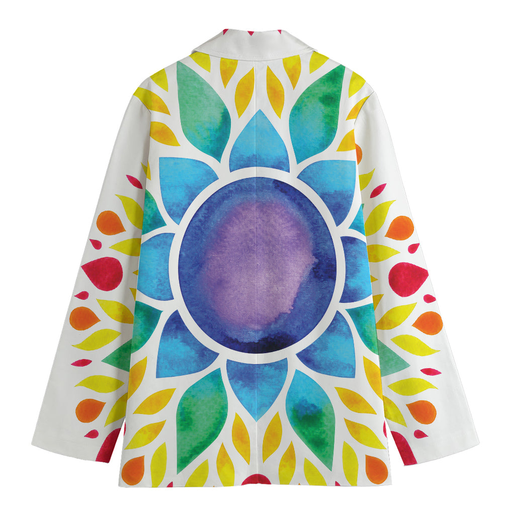 Reiki Chakra Flower Print Women's Cotton Blazer