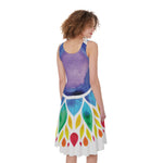 Reiki Chakra Flower Print Women's Sleeveless Dress