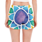 Reiki Chakra Flower Print Women's Split Running Shorts