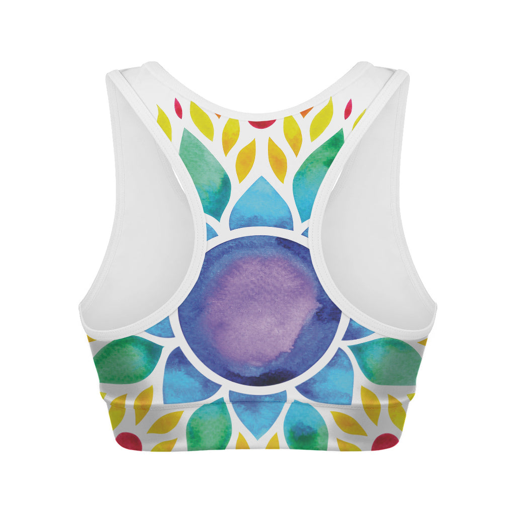 Reiki Chakra Flower Print Women's Sports Bra