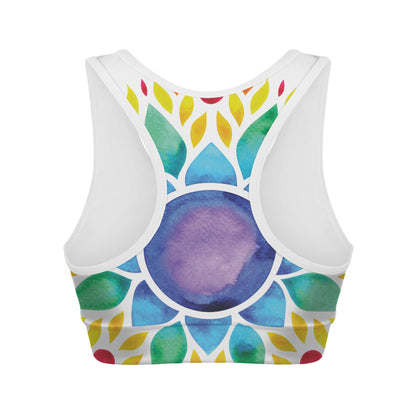 Reiki Chakra Flower Print Women's Sports Bra