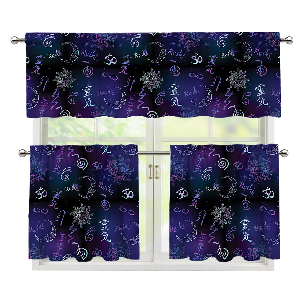 Reiki Energy Pattern Print 3 Piece Kitchen Curtains