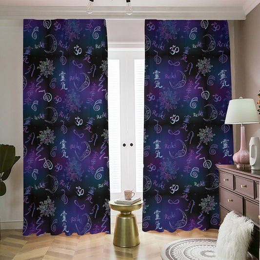 Reiki Energy Pattern Print Blackout Pencil Pleat Curtains