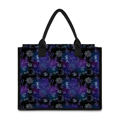 Reiki Energy Pattern Print Canvas Tote Bag
