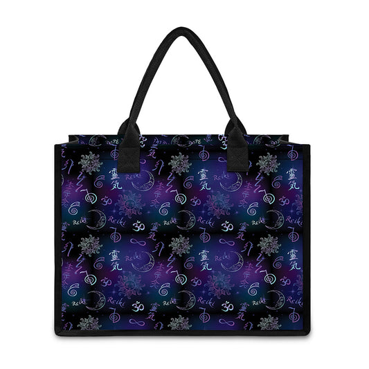 Reiki Energy Pattern Print Canvas Tote Bag