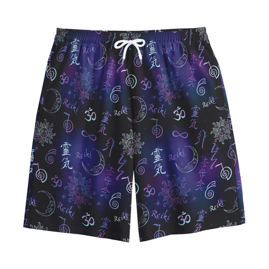 Reiki Energy Pattern Print Cotton Shorts