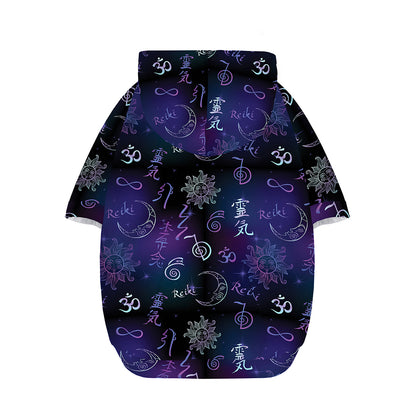 Reiki Energy Pattern Print Dog Zip Up Hoodie