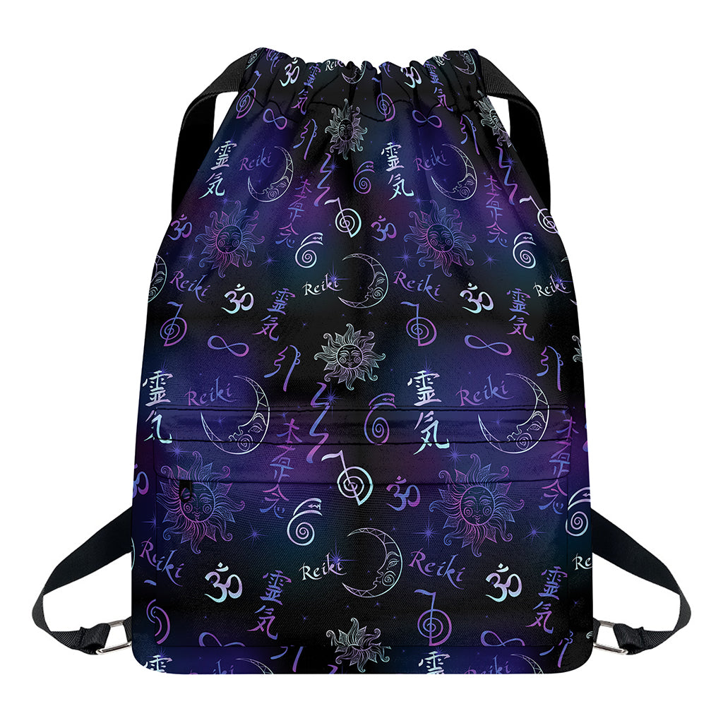Reiki Energy Pattern Print Drawstring Backpack