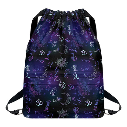 Reiki Energy Pattern Print Drawstring Backpack