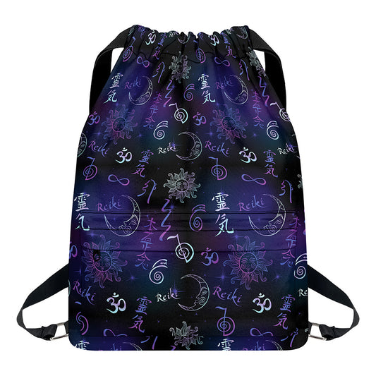 Reiki Energy Pattern Print Drawstring Backpack