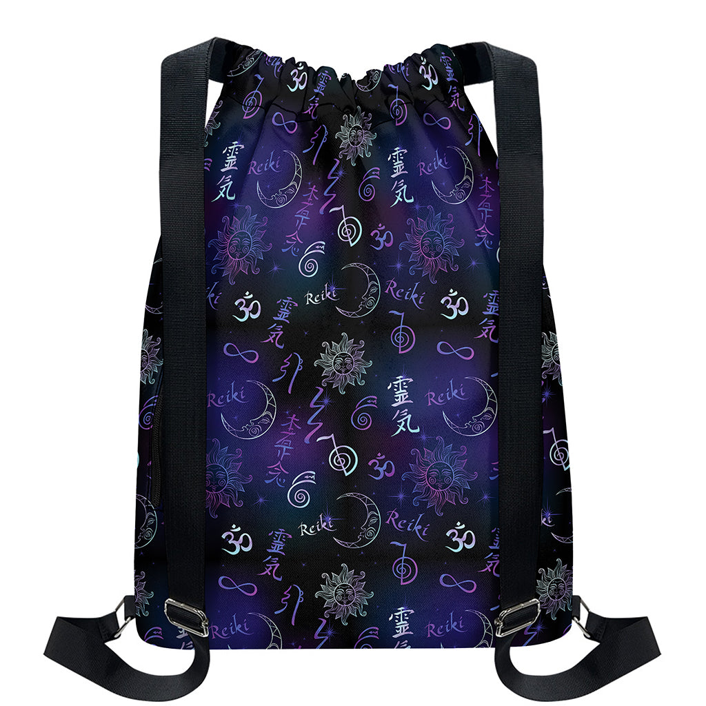 Reiki Energy Pattern Print Drawstring Backpack