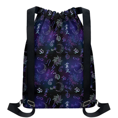 Reiki Energy Pattern Print Drawstring Backpack