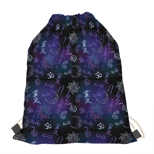 Reiki Energy Pattern Print Drawstring Bag