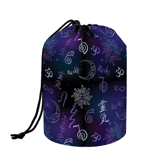 Reiki Energy Pattern Print Drawstring Makeup Bag