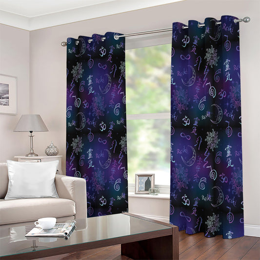 Reiki Energy Pattern Print Extra Wide Grommet Curtains